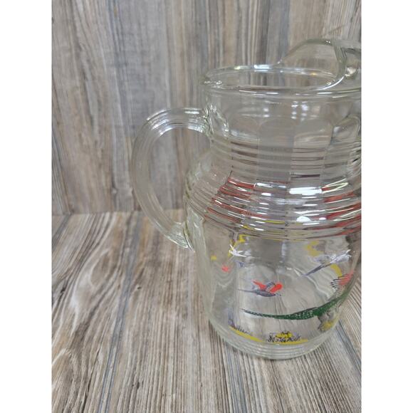 Vintage Pheasant Pitcher, Hazel Atlas Glass 80 oz - Picture 4 of 6